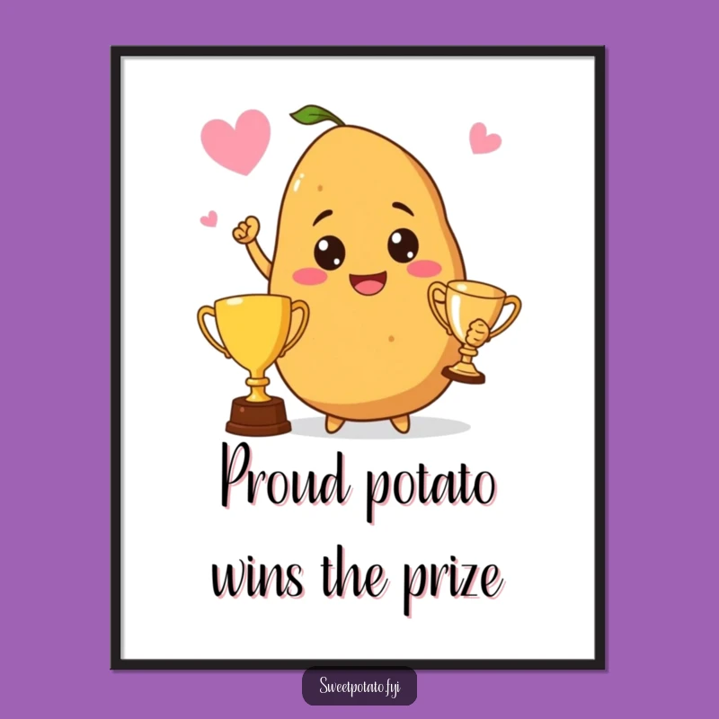 Free Printable Trophy Sweet Potato Wall Art: Funny Downloadable Decor for Winners