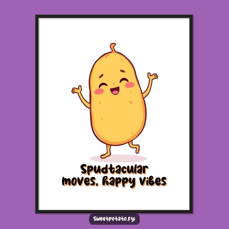 Funny Free Printable Wall Art: Dancing Sweet Potato, Humorous Downloadable Decor for a Lively Space