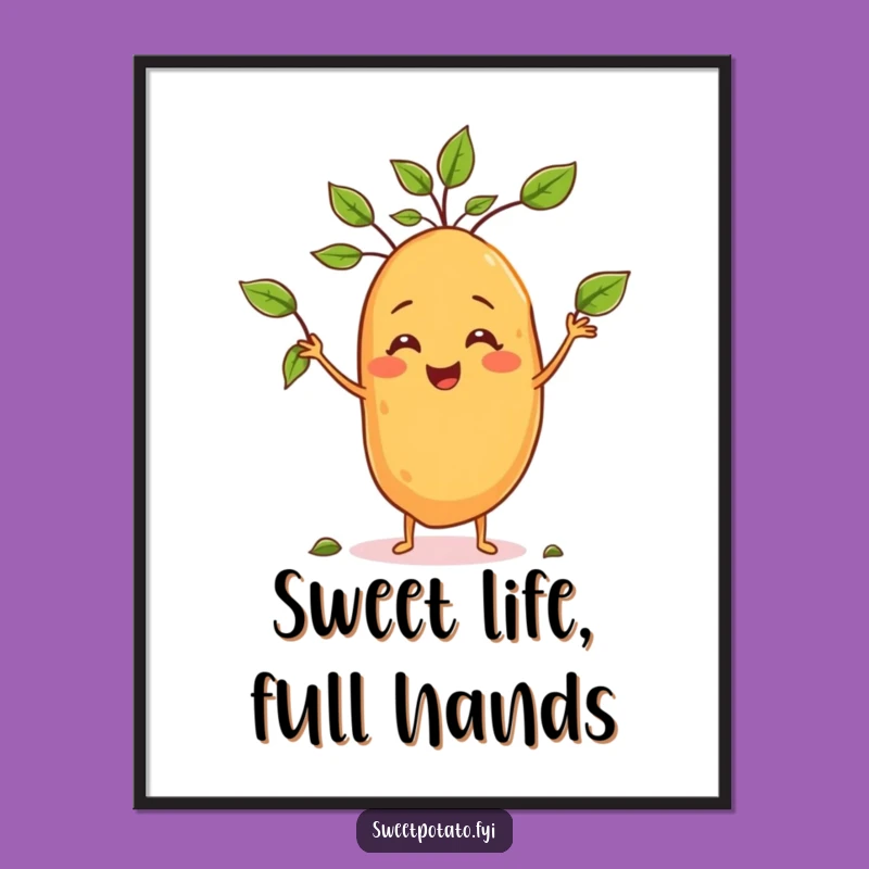 Funny Free Printable Sweet Potato Juggling Art - Downloadable Playful Wall Decor