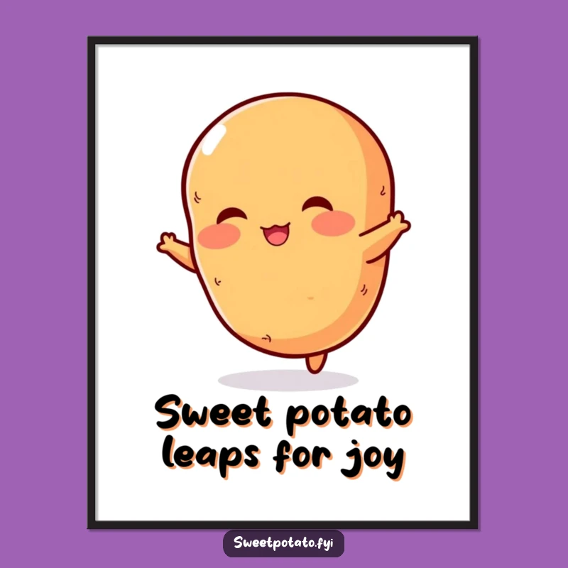 Free Printable Jumping Sweet Potato Wall Art: Funny Downloadable Decor for Kitchens