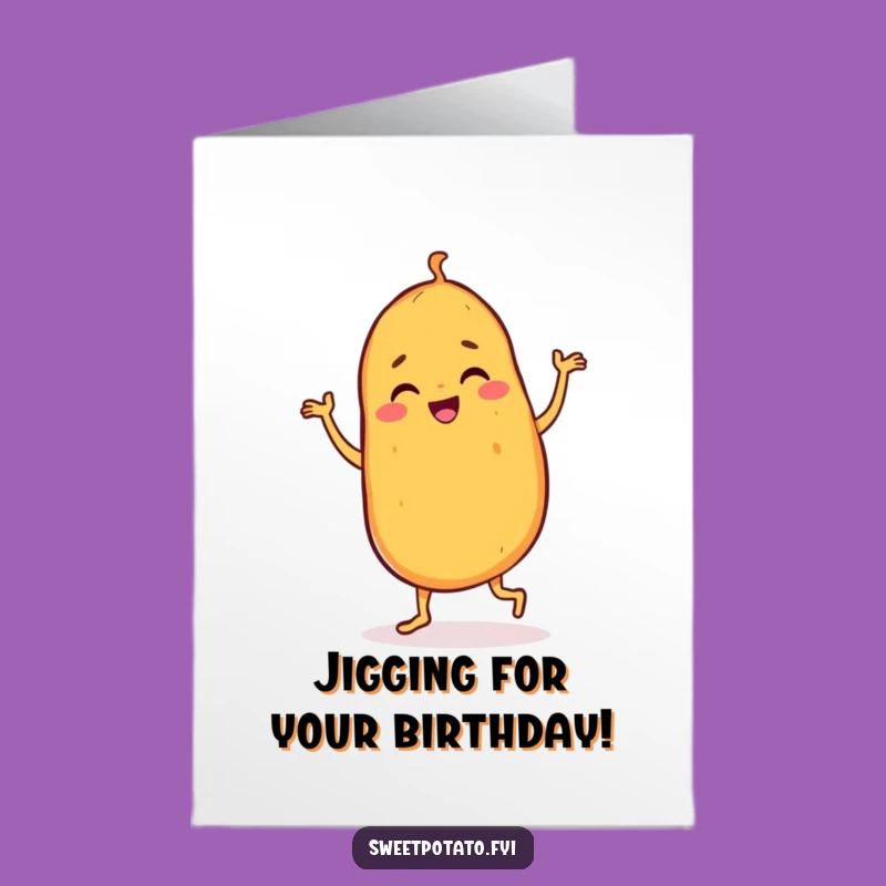 Free Printable Birthday Card: Dancing Sweet Potato, Funny Downloadable for a Joyful Celebration