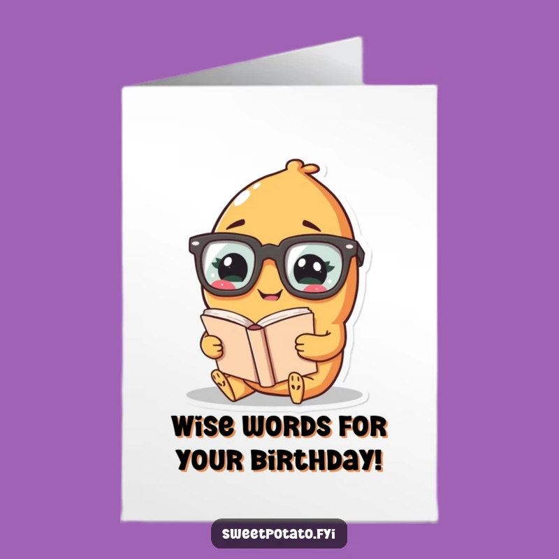 Free Printable Birthday Card: Giggling Sweet Potato Bookworm Downloadable Gift