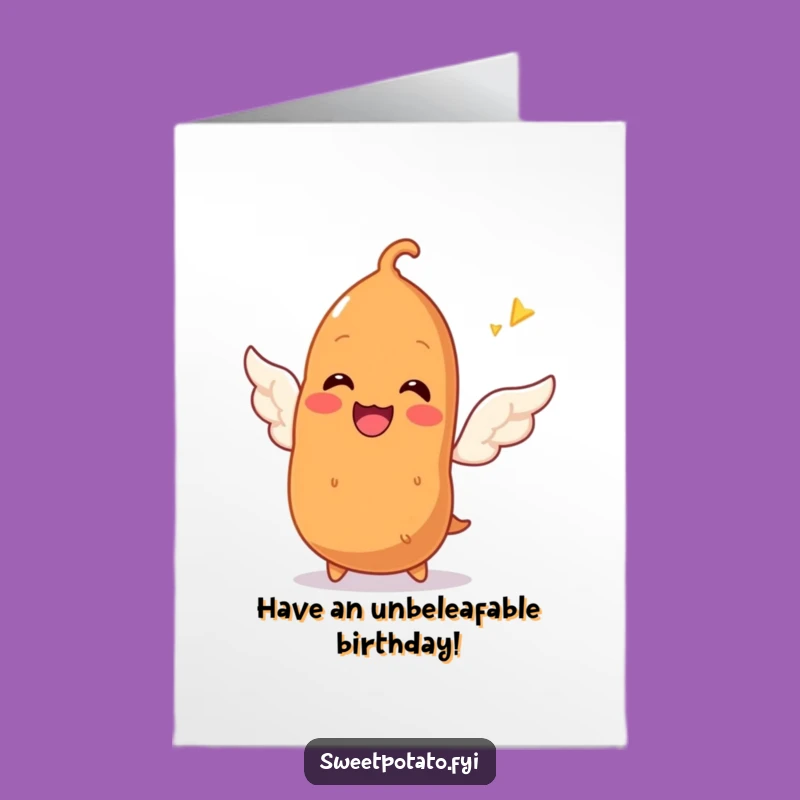 Free Printable Birthday Card: Sweet Potato Trying to Fly - Funny Downloadable Wish