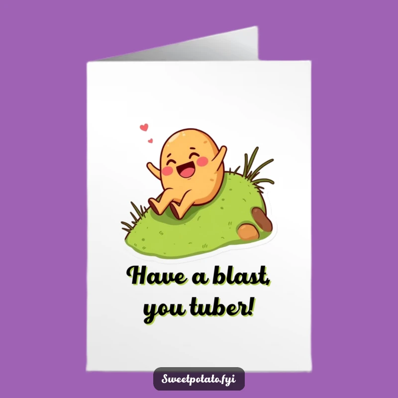 Free Printable Sliding Sweet Potato Birthday Card - Funny Downloadable Gift for Kids