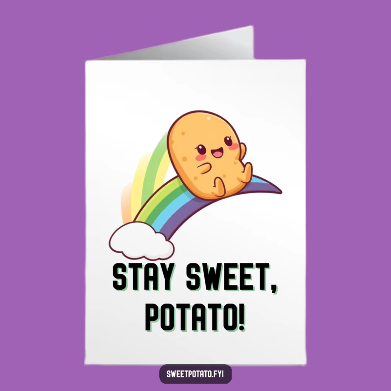 Funny Free Printable Sweet Potato Rainbow Birthday Card - Downloadable Fun Gift