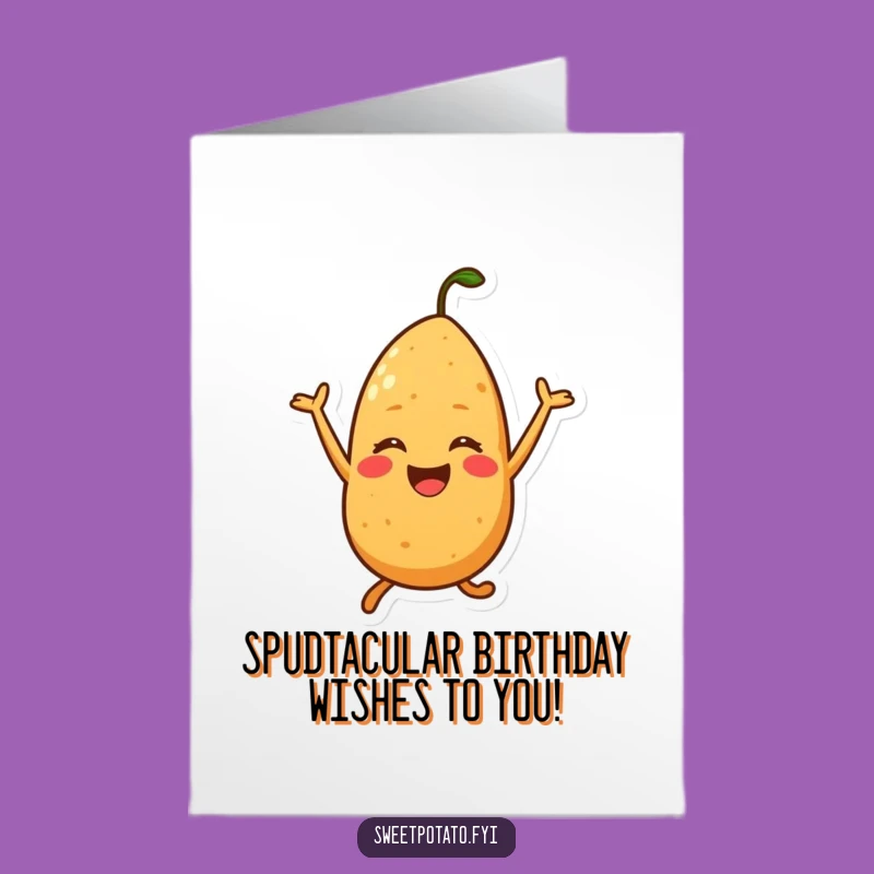 Joyful Sweet Potato Birthday Card: Free Printable Silly Jump Design for a Fun Gift