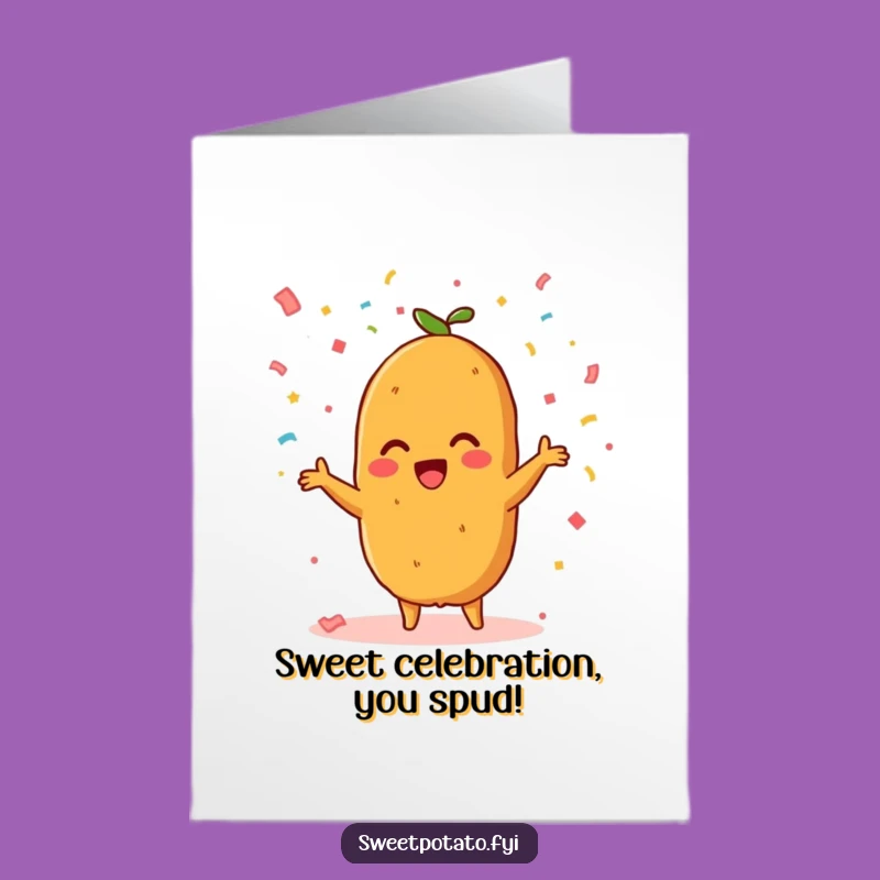 Free Printable Birthday Card: Sweet Potato Party Time - Funny Downloadable Gift