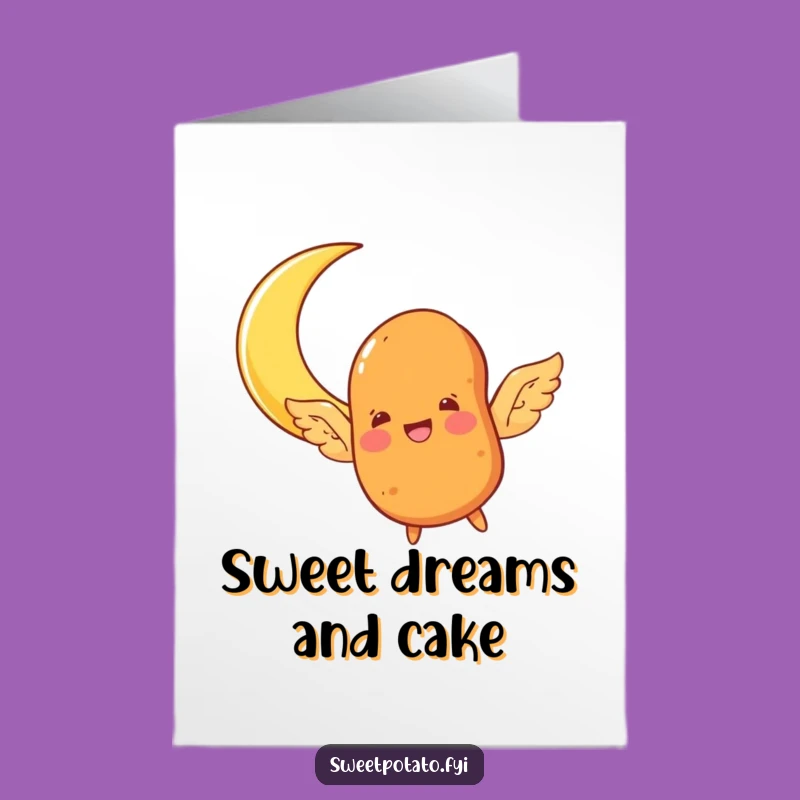 Free Printable Funny Sweet Potato Birthday Card: Moon Flight Downloadable Gift