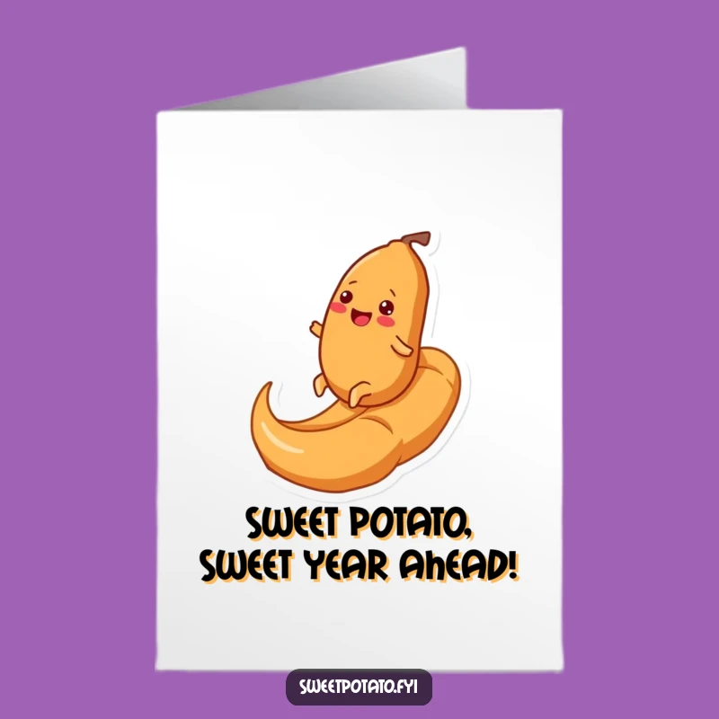 Free Printable Birthday Card: Funny Sweet Potato Rolling Uphill - Hilarious Downloadable Gift