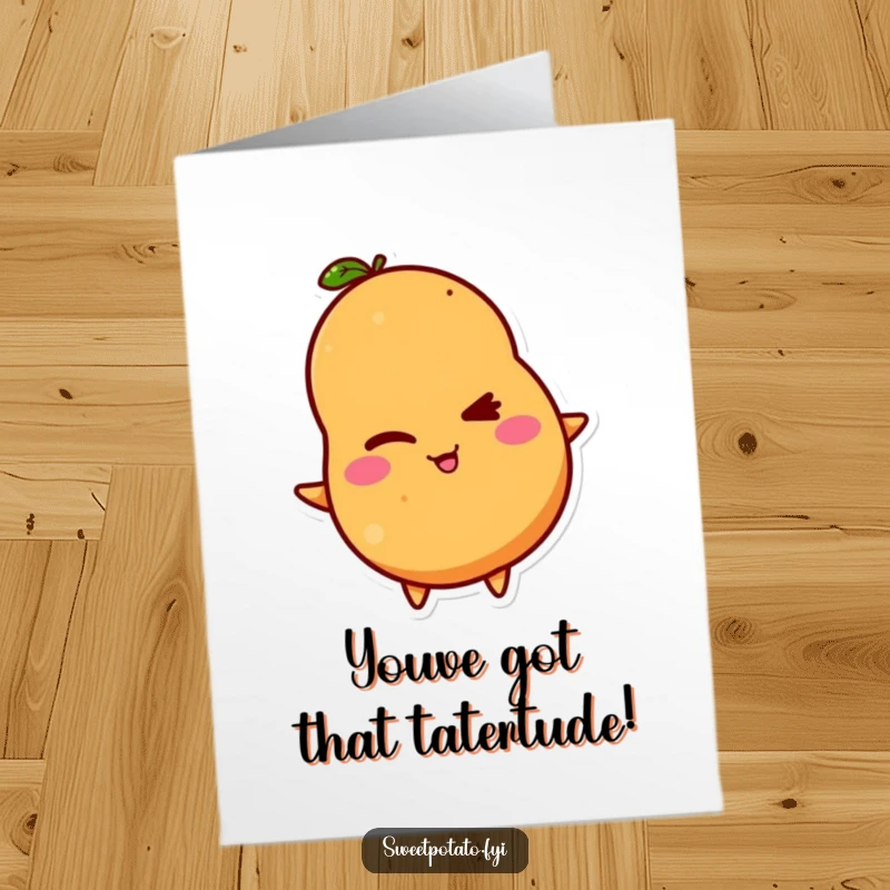 Funny Free Printable Birthday Card: A mischievous sweet potato character winking suggestively, ready to bring birthday cheer.