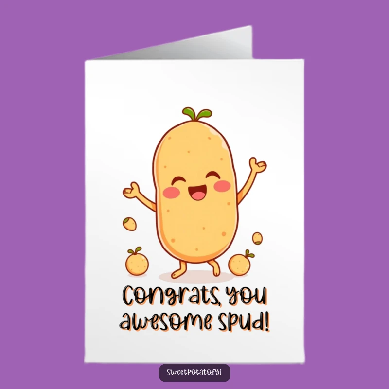 Free Printable Congrats Card: Sweet Potato Joyful Dance - Funny Downloadable Gift