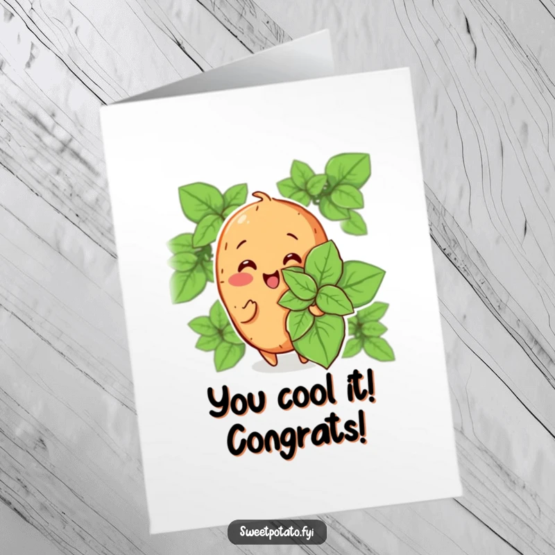 Funny Free Printable Congratulations Card: Sweet Potato Fanning Itself, Enjoying the Breeze