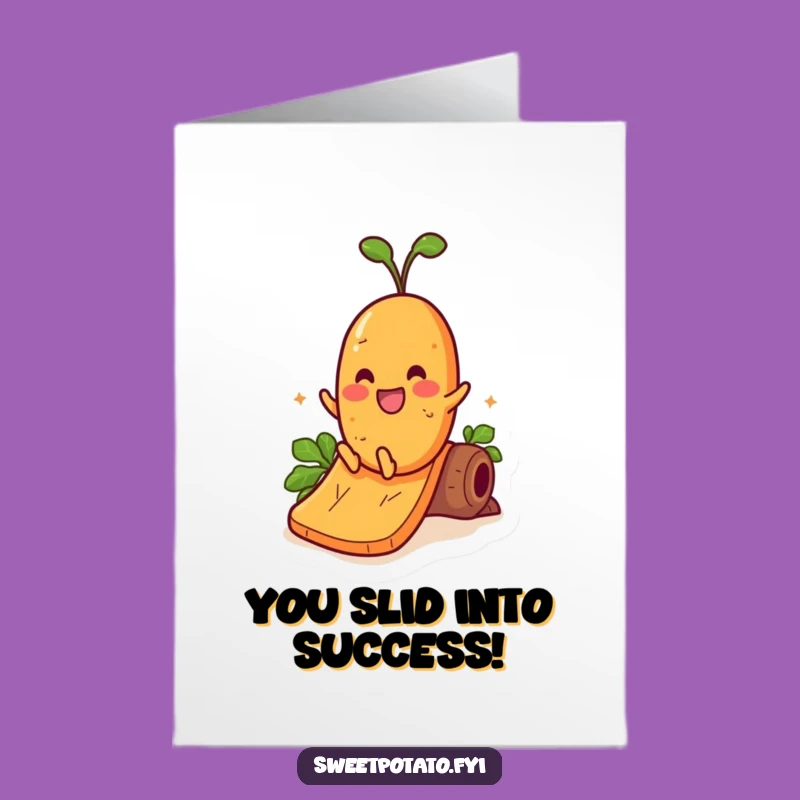 Free Printable Congrats Card: Sweet Potato Slide to Success - Funny Downloadable Gift