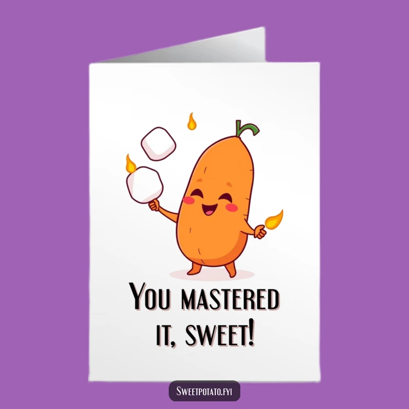 Free Printable Sweet Potato Marshmallow Juggling Congrats Card - Funny Downloadable Gift