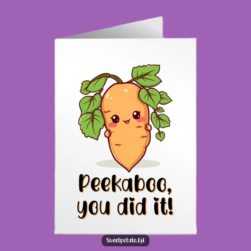 Free Printable Congrats Card: Peek-a-Boo Sweet Potato, Downloadable Gift