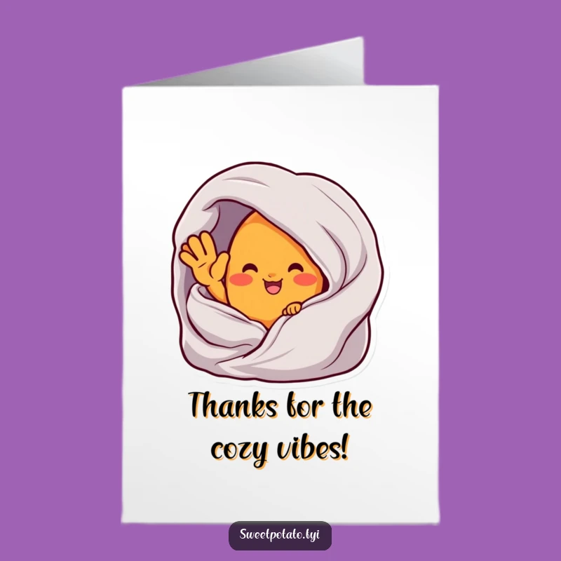Cozy Sweet Potato Thank You Card: Free Printable Waving Design for Grateful Comfort