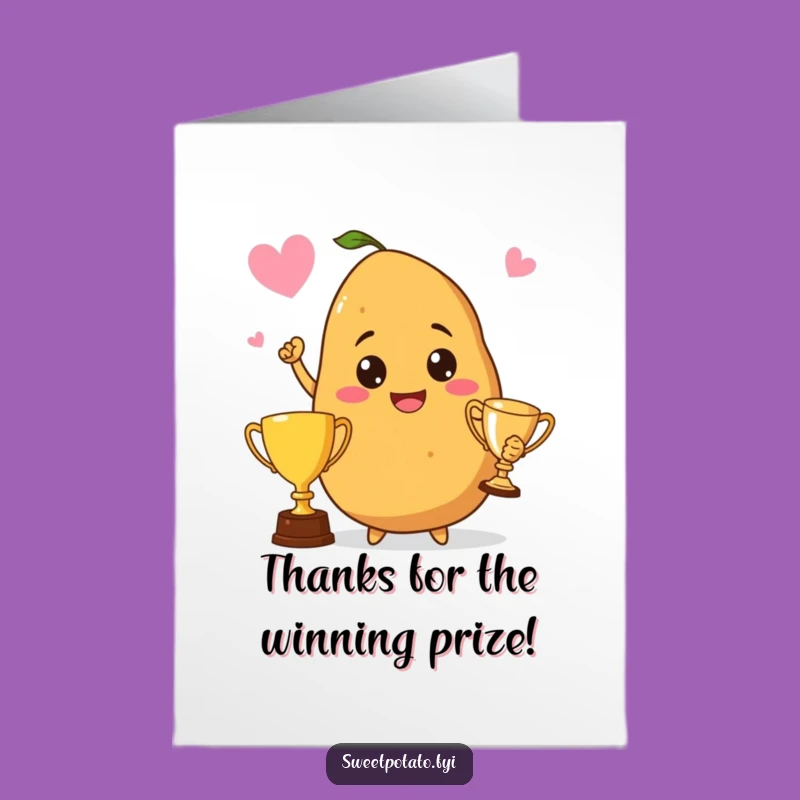Free Printable Champion Sweet Potato Thank You Card: Funny Downloadable Gift of Thanks