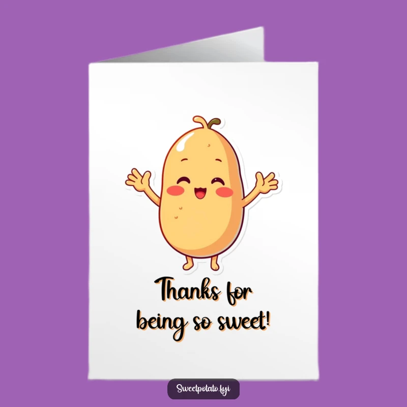 Free Printable Thank You Card: Adorable Cheering Sweet Potato - Print at Home