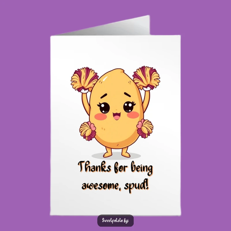 Free Printable Thank You Card: Cheering Sweet Potato, Funny Downloadable for Spirited Gratitude