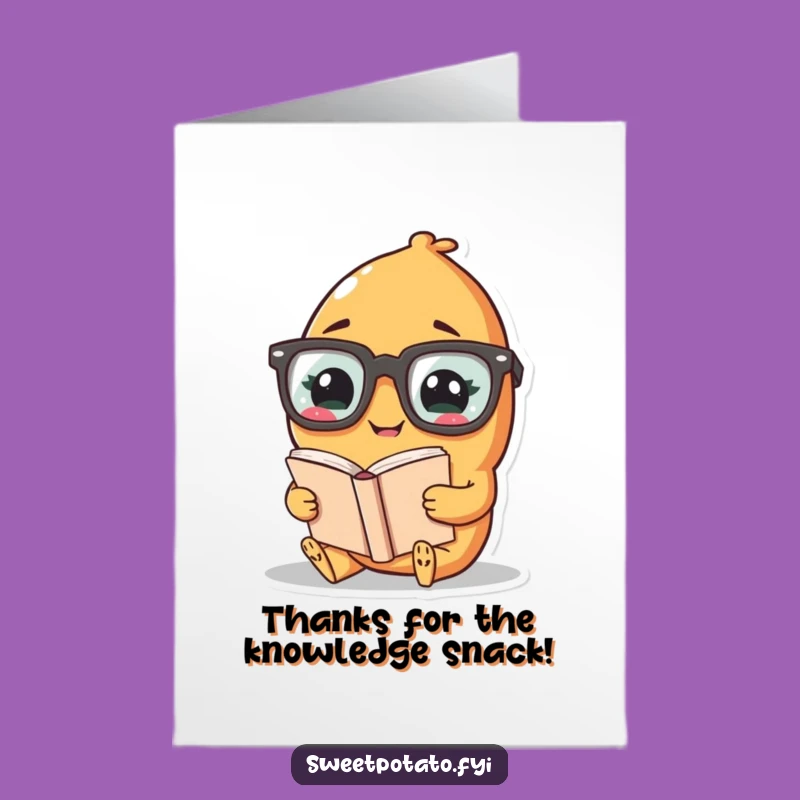 Free Printable Thank You Card: Sweet Potato Bookworm Humorous Downloadable