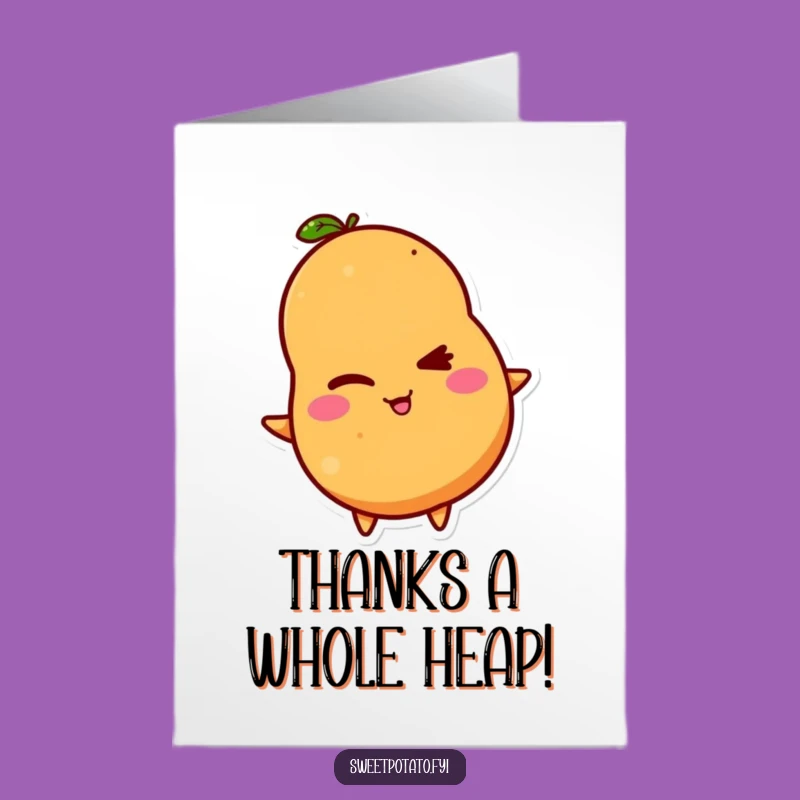 Free Printable Thank You Card: Winking Sweet Potato Expressing Gratitude, Downloadable Gift