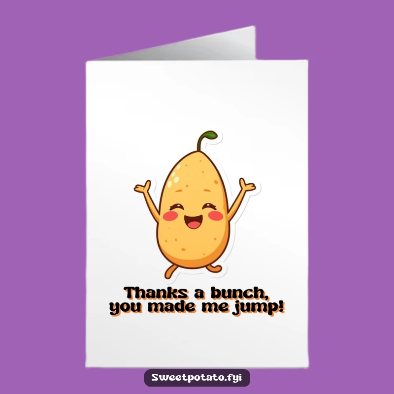 Joyful Sweet Potato Thank You Card: Free Printable Jumping Design for Grateful Fun
