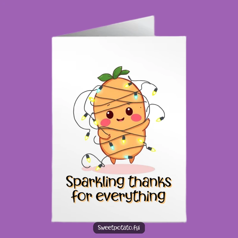 Free Printable Thank You Card: Tangled Sweet Potato Lights, Humorous Thanks Gift
