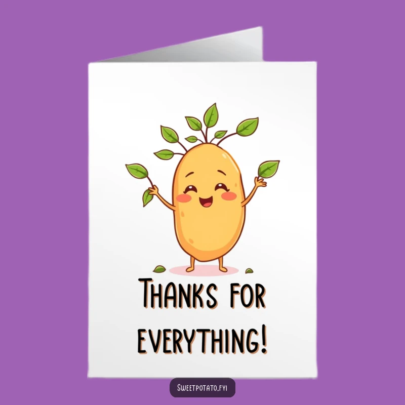 Funny Free Printable Sweet Potato Thank You Card - Downloadable Grateful Art