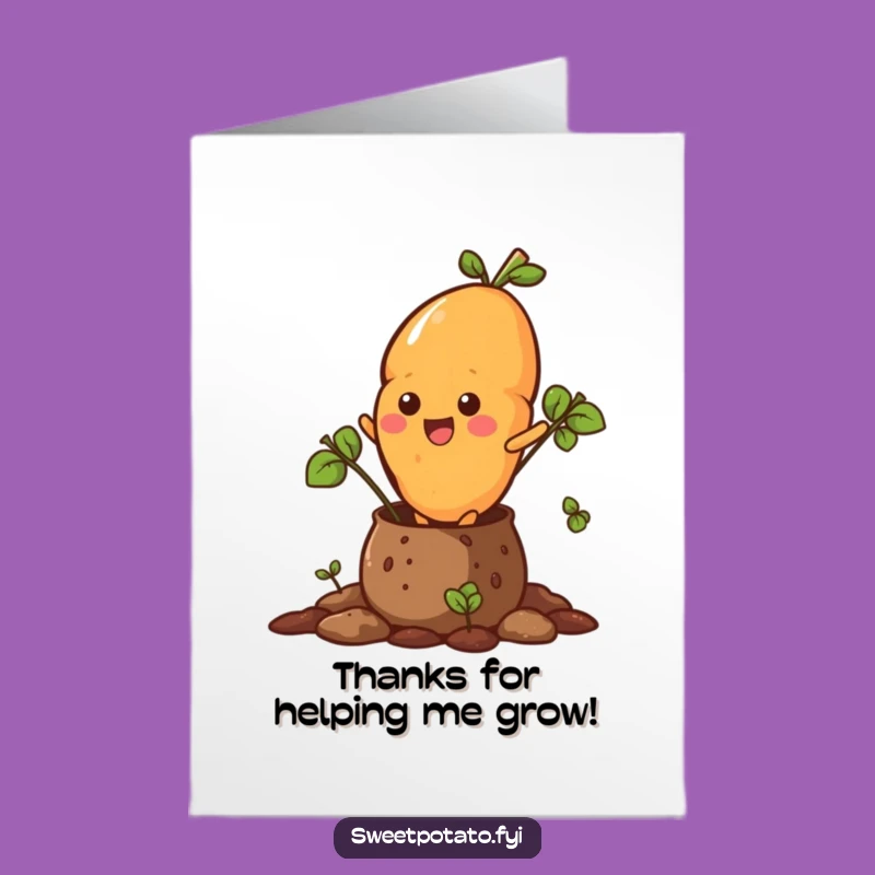 Free Printable Thank You Card: Bursting Sweet Potato - Print at Home Surprise