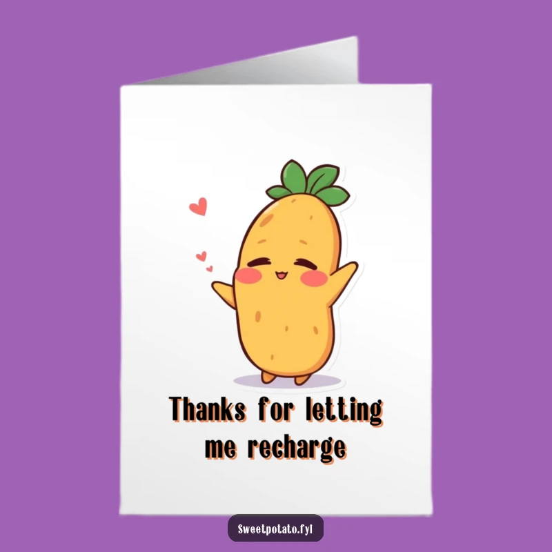 Relieved Sweet Potato Thank You Card: Free Printable Stretch Design for Grateful Ease