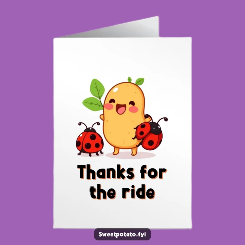 Free Printable Sweet Potato Thank You Card - Ladybug Ride Downloadable Grateful Gift