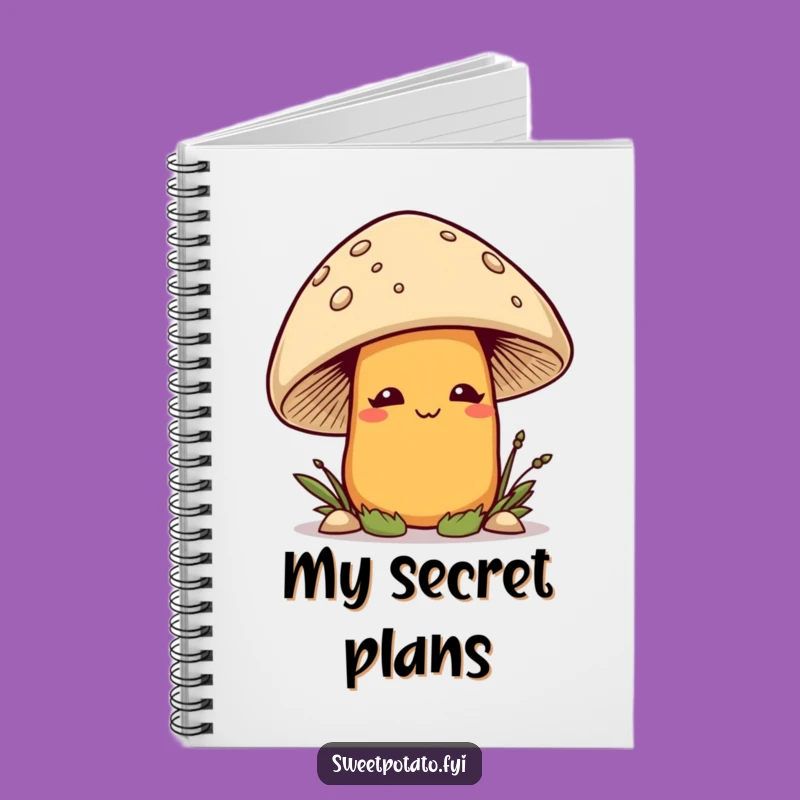 Funny Smirking Sweet Potato Mushroom Notebook - Jot Down Ideas with Veggie Mystery