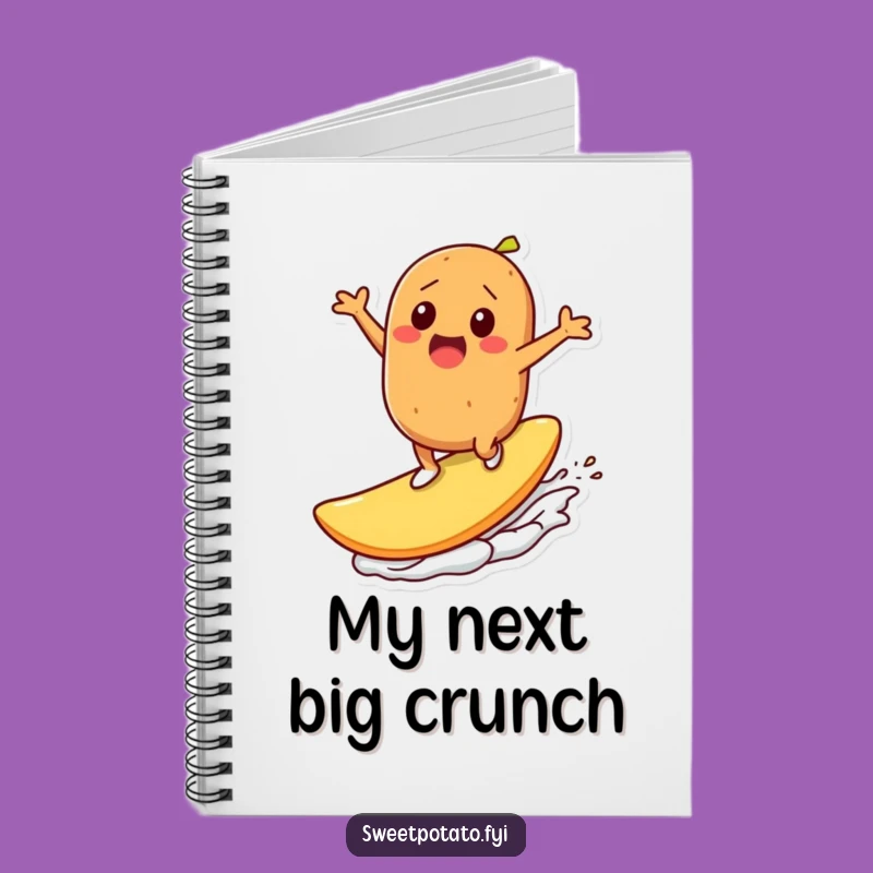 Funny Sweet Potato Surfing Chip Notebook - Humorous Gift for Ideas & Doodles