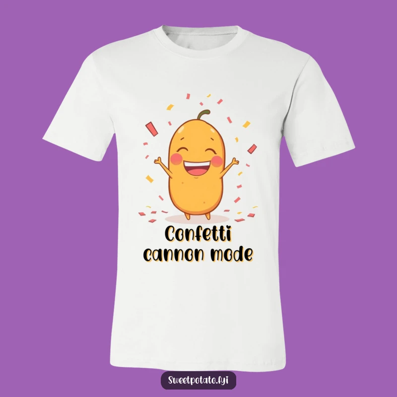 Funny Confetti Sweet Potato T-Shirt: Excited Spud Party Tee, Ideal Funny Gift
