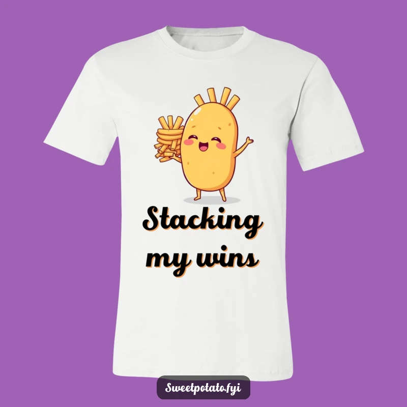 Funny Sweet Potato Fries Balancing Act T-Shirt - Amusing Humorous Gift