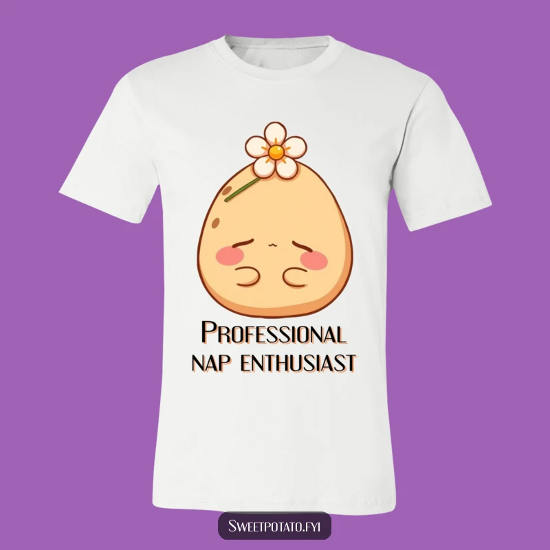 Funny Sweet Potato Nap T-Shirt: Contented Spud Sleeping in a Garden, Perfect Gift