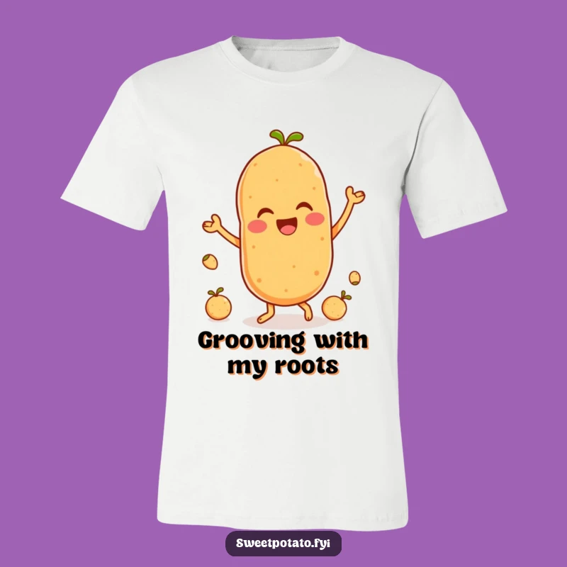 Funny Dancing Sweet Potato Spud T-Shirt - Groovy Vegetable Apparel Gift
