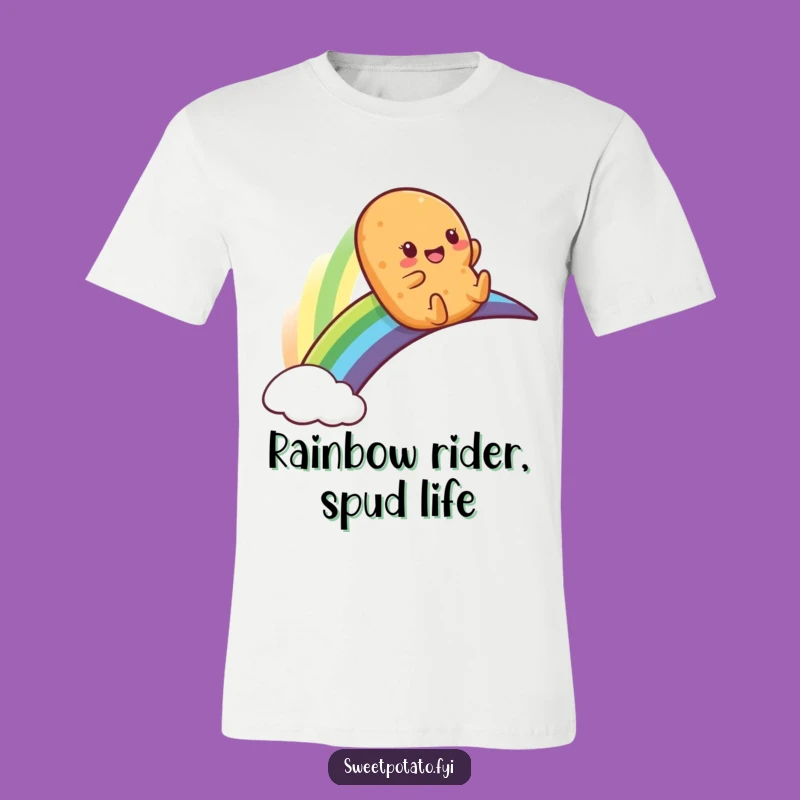 Funny Sweet Potato Rainbow Slide T-Shirt - Wearable Joyful Veggie Humor