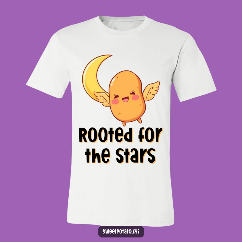 Funny Flying Sweet Potato T-Shirt: Spud Wings Moon Tee, Ideal Funny Gift