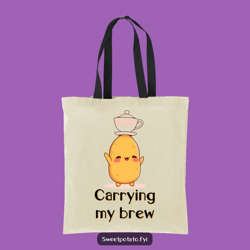 Funny Sweet Potato Balance Tote Bag: Chic Teacup Head Accessory, Ideal Funny Gift