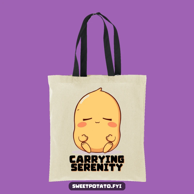 Funny Meditating Sweet Potato Tote Bag: Chic Peaceful Character, Practical Funny Gift
