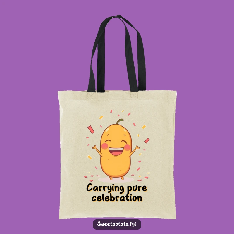 Funny Confetti Sweet Potato Tote Bag: Excited Spud Party Carryall, Hilarious Funny Gift