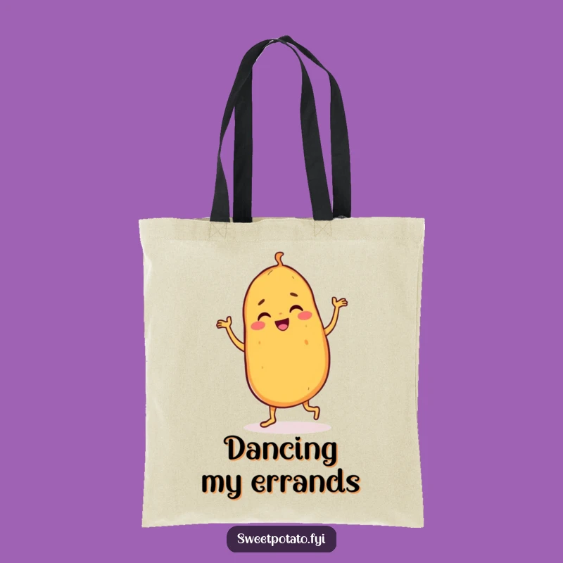 Funny Dancing Sweet Potato Tote Bag: Chic Joyful Character, Practical Funny Gift