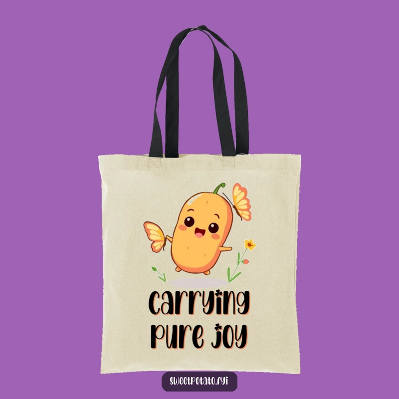 Funny Sweet Potato Chase Tote Bag: Butterfly Fun Accessory, Perfect Funny Gift!