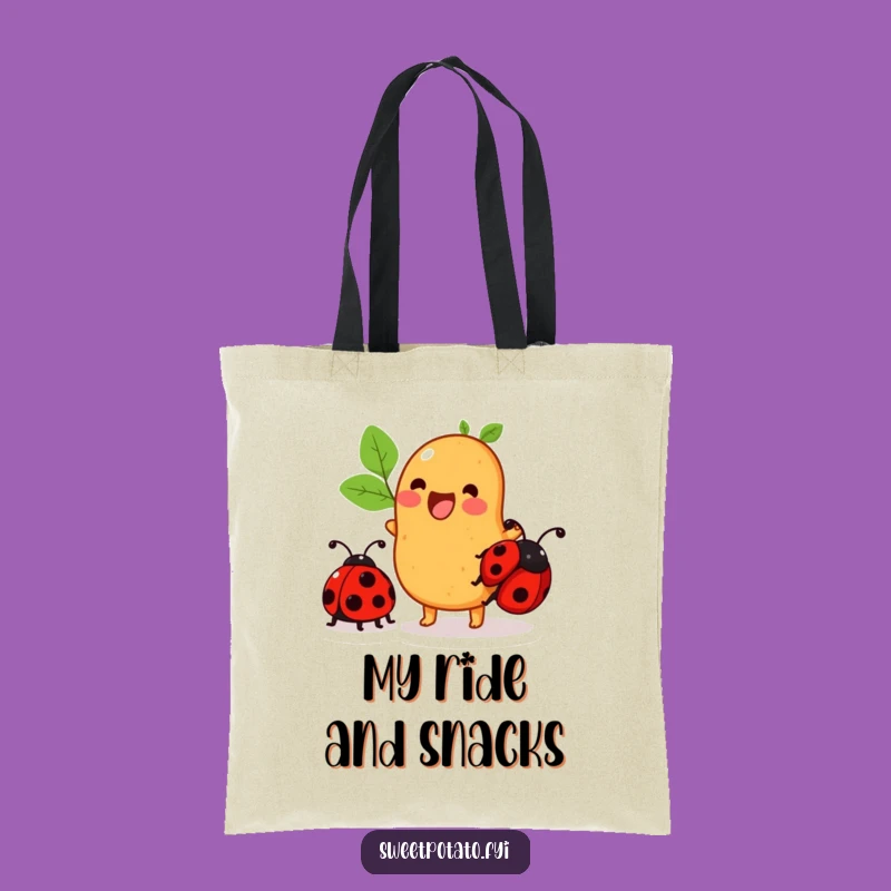 Funny Sweet Potato Tote Bag: Ladybug Rider, Stylish & Humorous Gift