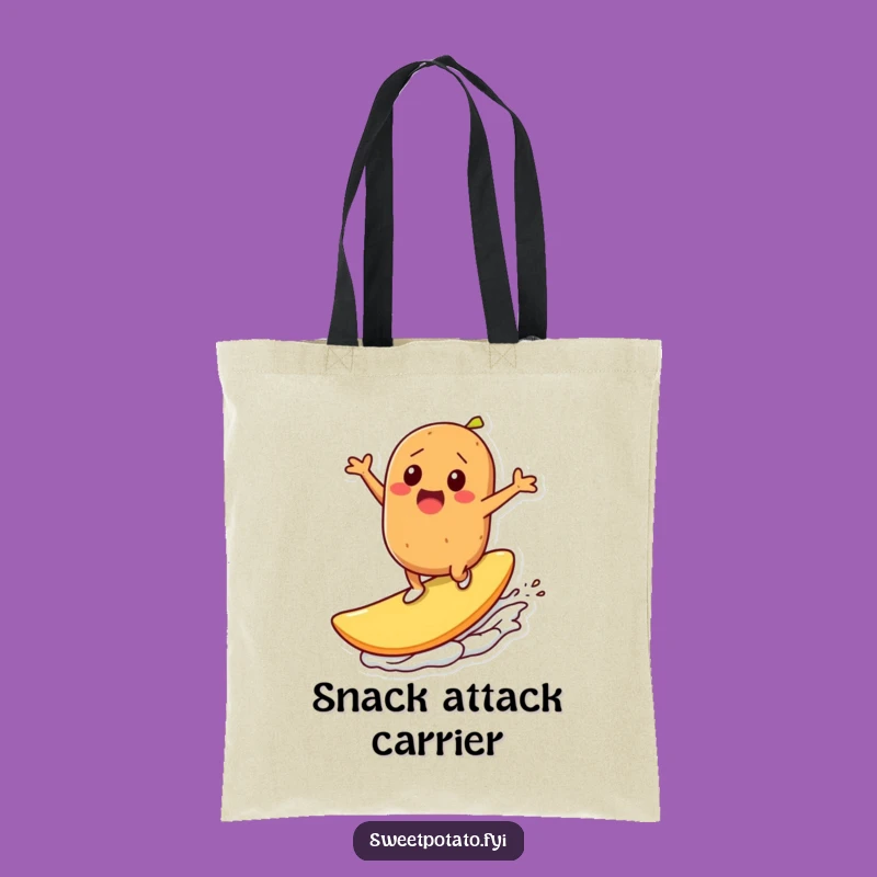 Funny Sweet Potato Surfing Chip Tote Bag - Versatile Humorous Gift for Shoppers
